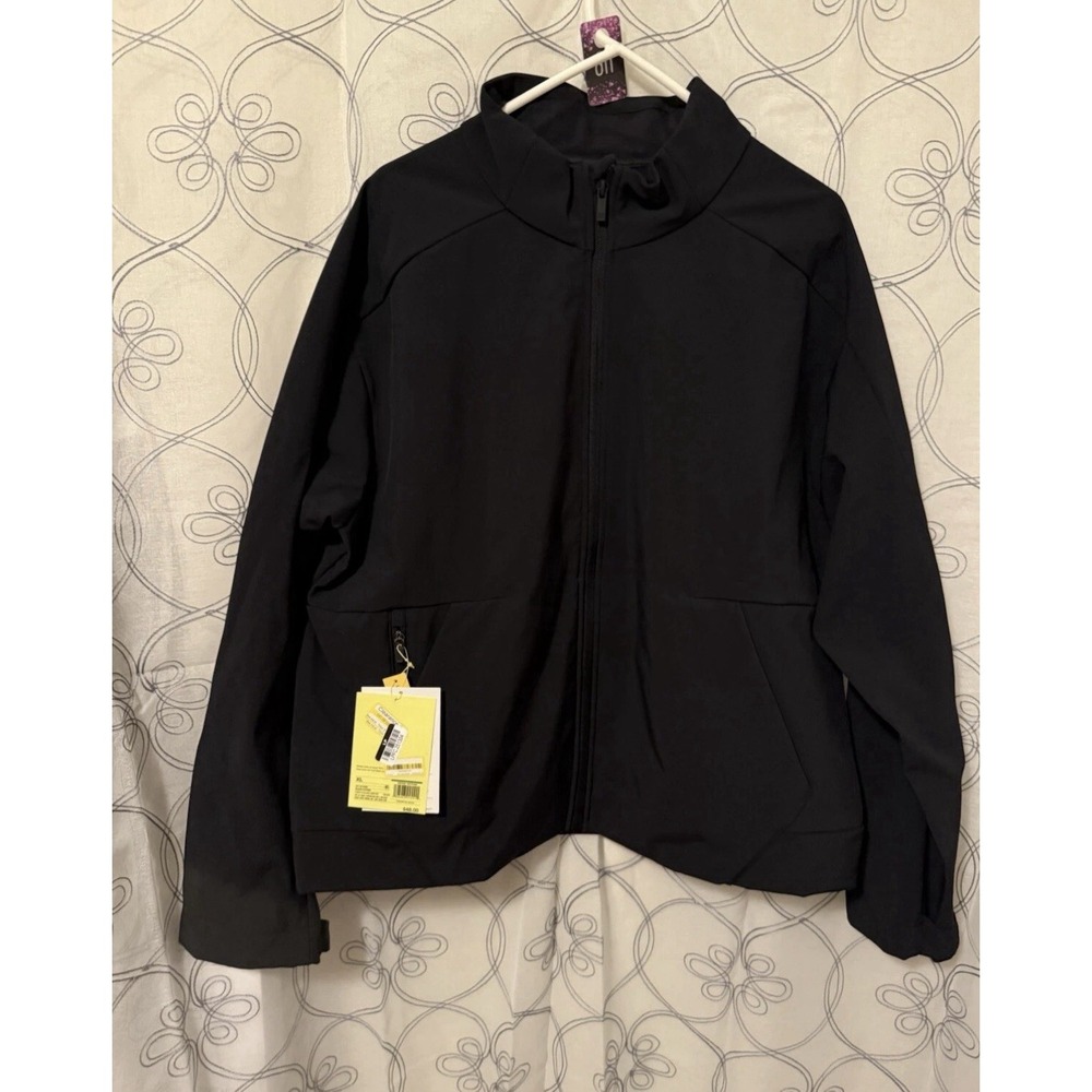 New Men's All In Motion Soft Shell Fleece Jacket Size Medium Black